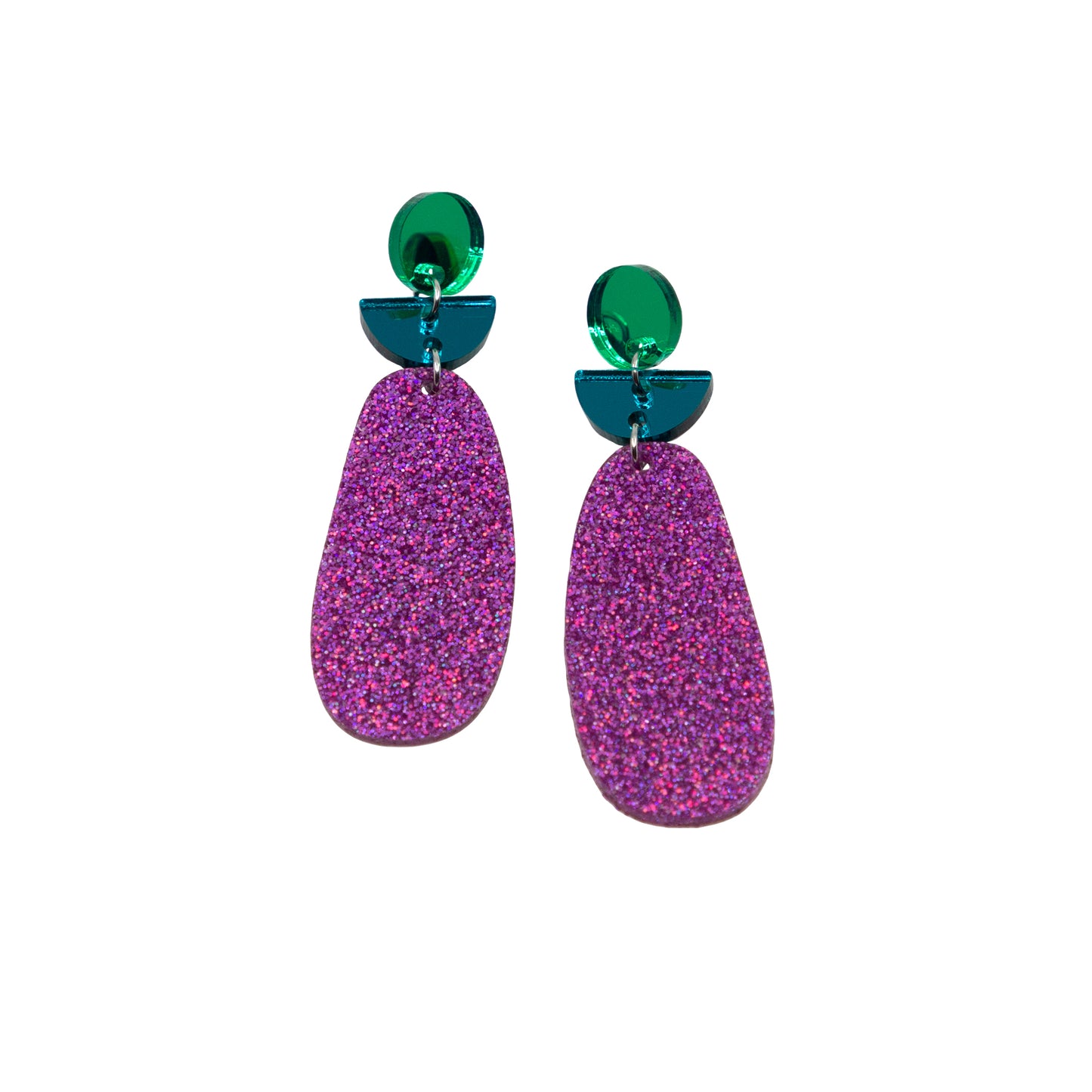 TALIA NO.6 // GREEN & TEAL MIRROR, HOLO PINK GLITTER