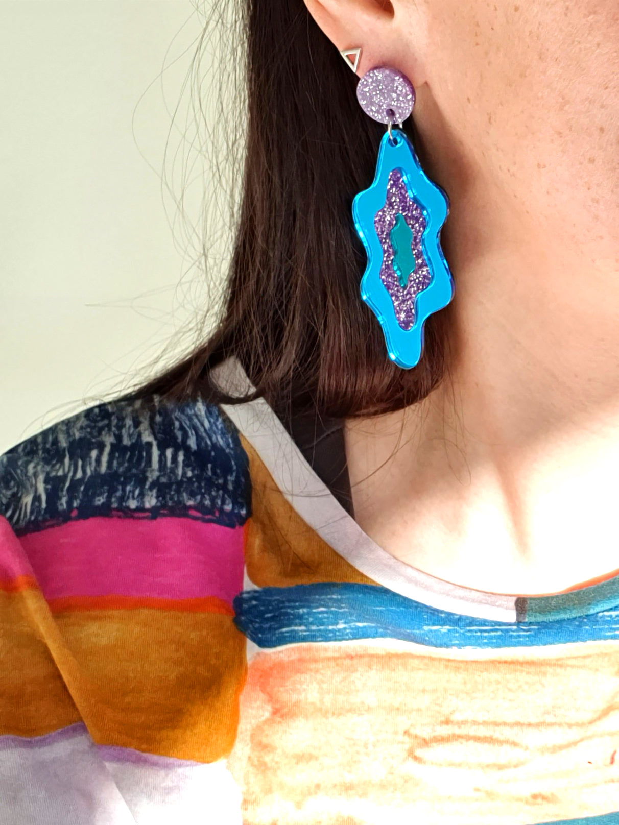 LELLIE MELTS // BLUE MIRROR & LILAC GLITTER STUD