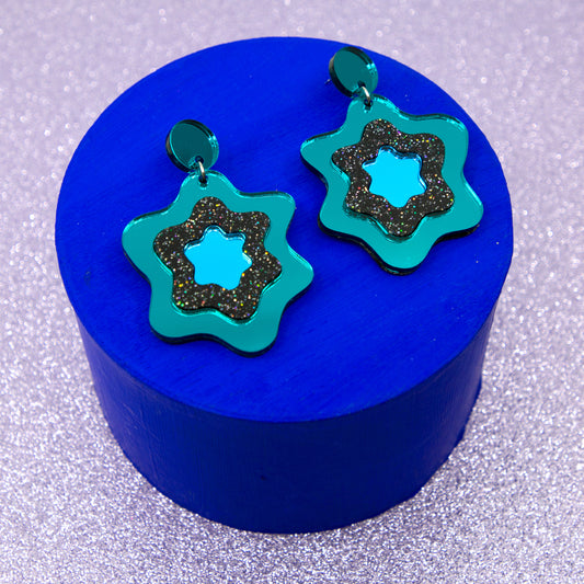 LELLIE MELTS WIDE // TEAL MIRROR & TEAL MIRROR STUD