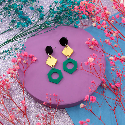 PHOEBE NO.4 // MATTE BLACK, GOLD MIRROR & JADE
