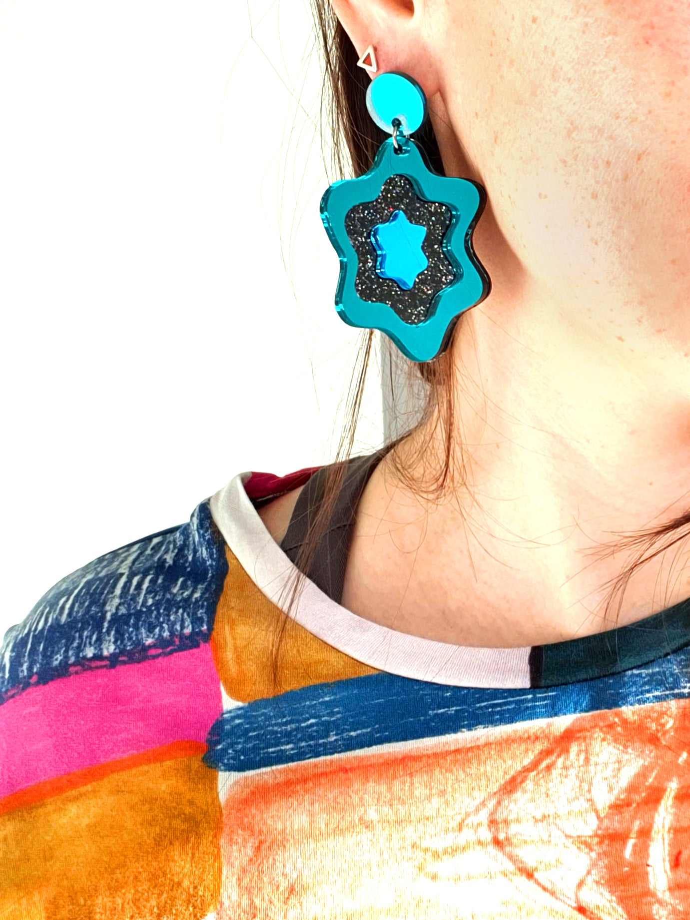 LELLIE MELTS WIDE // TEAL MIRROR & TEAL MIRROR STUD
