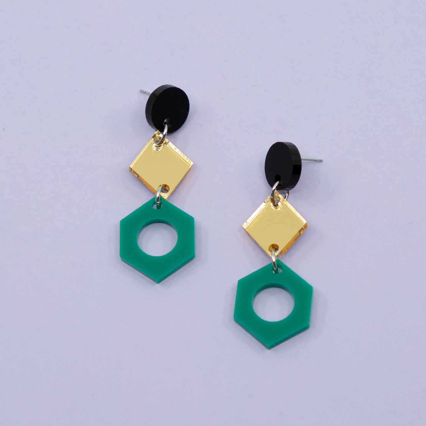 PHOEBE NO.4 // MATTE BLACK, GOLD MIRROR & JADE